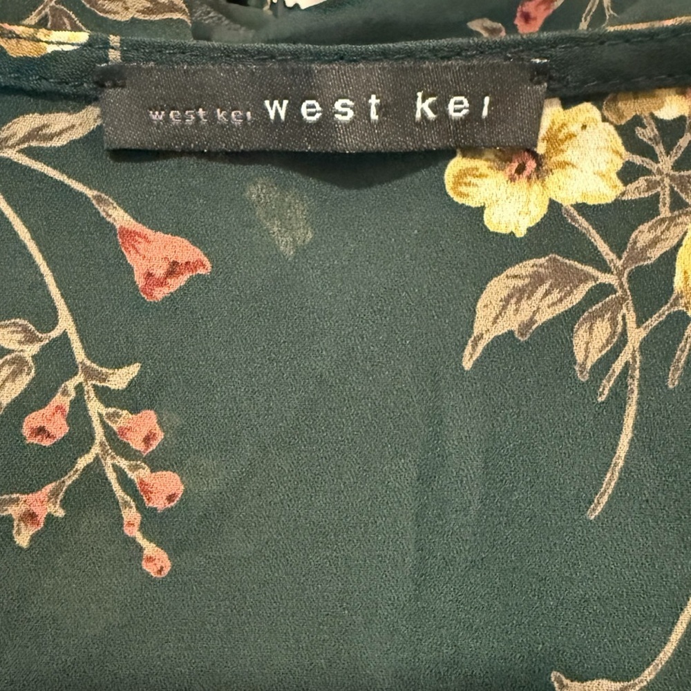 West Kei Floral‎ V-Neck Blouse - Dark Green size xl - Picture 3 of 3